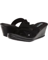 Skechers Rumblers-beautiful Peoplerumblers-beautiful Wedges Sandals in  Black | Lyst