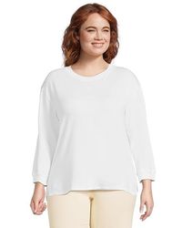 Mod-o-doc - 3/4 Sleeve Hi-Lo Tunic With Side Slits Sweatshirt Xs (Us 0-2) Cotton/Spandex - Lyst