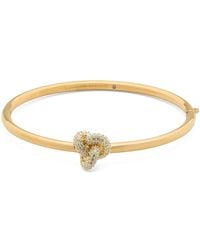 Kate Spade - Double Knot Pave Hinged Bangle Bracelet Clear/ Brass/Stainless Steel - Lyst