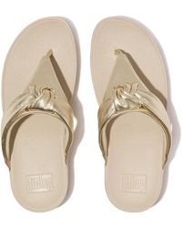 Fitflop - Lulu Padded-knot Metallic-leather Toe-post Sandals - Lyst