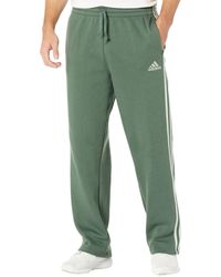 adidas Essentials 3-stripes Fleece Open Hem Pants - Green