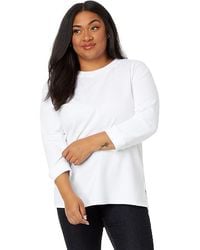 Mod-o-doc - 3/4 Sleeve Hi-Lo Sweatshirt With Side Slits Sweater Lg (Us 12-14) Cotton/Spandex - Lyst