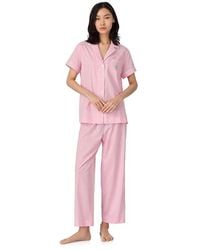 Ralph Lauren - Short Sleeve Sleeve Notch Collar Cropped Pant Pj Set Pajama Sets Xl (Us 16-18) Cotton - Lyst