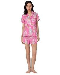 Ralph Lauren - Short Sleeve Notch Collar Boxer Pj Set Pajama Sets Xl (Us 16-18) Cotton/Viscose - Lyst