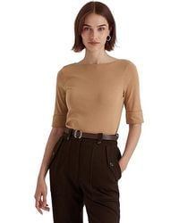 Ralph Lauren - Stretch Cotton Boat Neck T-Shirts T Shirt, Cotton/Elastane - Lyst