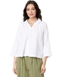 Mod-o-doc - Double Layer Gauze 3/4 Sleeve Easy-fit Button-up Blouse - Lyst