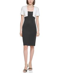 Calvin Klein Colorblocked Rhinestone Sheath Dress in Black Lyst