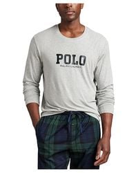 Polo Ralph Lauren - Knit Long Sleeve Crew Woven Pajama Pant Set Pajama Sets, Cotton - Lyst