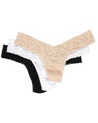 Hanky Panky - Signature Lace Original Rise Thong 3 Pack Underwear/Chai/ Cotton/Lace/Nylon - Lyst