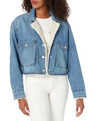 Blank NYC - Cropped Denim Jacket With Sherpa Lining In Crash Course - Lyst
