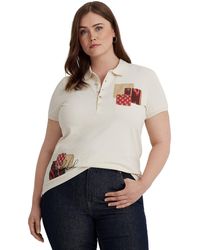 Lauren by Ralph Lauren - Plus Size Patchwork Pique Polo Shirt - Lyst