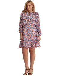 Lauren by Ralph Lauren Synthetic Plus Size Floral Crinkle Georgette Dress | Lyst