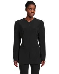 Norma Kamali - Long Sleeve Shoulder Pad V-Neck Zip Front Jacket Jacket Xl 10) Polyester/Spandex - Lyst