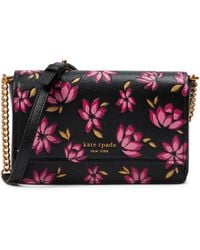 Kate Spade - Morgan Winter Blooms Embossed Saffiano Leather Flap Chain Wallet - Lyst