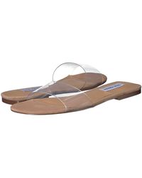 steve madden jaron flat sandals in clear