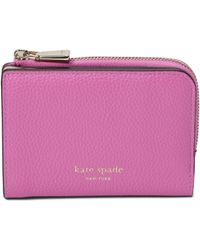 Kate Spade - Ava Colorblocked Pebbled Leather Zip Bifold Wallet - Lyst