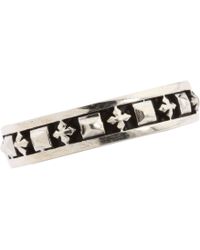King Baby Studio Stackable Studded Ring With Mb Crosses - Metallic