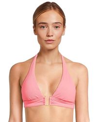 Becca - Modern Edge Rib Mira U Buckle Halter Top Swimwear, Nylon/Spandex - Lyst