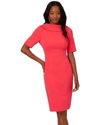 Adrianna Papell - Roll Neck Sheath With V Back Dress, Elastane/Polyester - Lyst