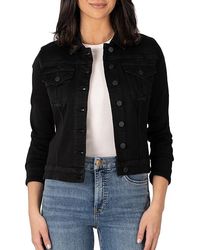 Kut From The Kloth - Julia Crop Jacket With Drop Shoulder Regular Waistband Jacket, Cotton/Polyester/Rayon - Lyst
