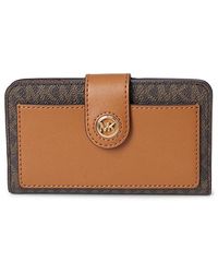 MICHAEL Michael Kors - Mk Charm Medium Tab Pocket Bifold Wallet Handbags/Acorn, Leather/Polyester - Lyst