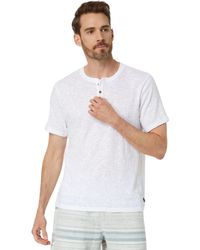 Lucky Brand Linen Short Sleeve Henley - White