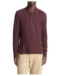 Vince - Variegated Texture Long Sleeve Polo Clothing, Cotton/Spandex - Lyst