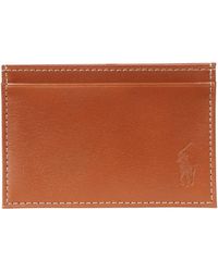 Ralph Lauren Polo Bear Silk-trimmed Leather Card Case in Navy 