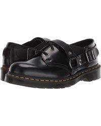 dr martens fulmar black leather harness flat shoes