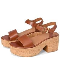 Fitflop - Platfforms Leather/Cork Heeled Ankle-Strap Sandals Wedge Shoes 9 M (B) - Lyst