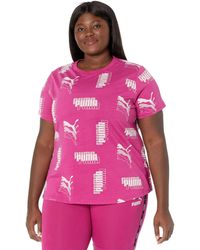 PUMA Plus Size Power All Over Print Tee - Pink