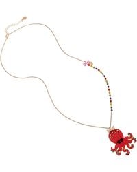 Betsey Johnson Octopus Long Pendant Necklace - Red