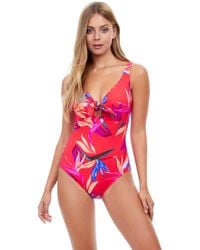 Gottex Womens Thin Strap V-Neck One Piece Swimsuit 