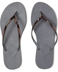 Havaianas Synthetic You Malta Metallic Flip Flop Sandal in Gray | Lyst