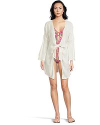 Becca - Radiance Plunge Tie Front Tunic Swimwear, Rayon - Lyst