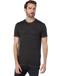 John Varvatos Mens Short Sleeve Skeleton Peace Sign Graphic Crew T-Shirt Large Black