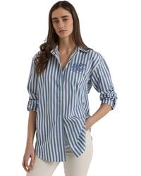 Lauren by Ralph Lauren - Petite Oversize Striped Cotton Broadcloth Shirt - Lyst