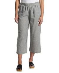 Mod-o-doc - Cropped Wide Leg Pants Casual Pants Washed Ebony/Natural Sm, Cotton/Linen/Polyester - Lyst