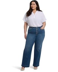 NYDJ - Plus Teresa Wide Leg Jeans With Exposed Button Fly Dress Pants, Cotton/Denim/Elastane - Lyst