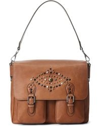 Lauren by Ralph Lauren Falynn Leather Shoulder Bag in Natural | Lyst