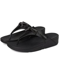Fitflop - Lulu Glitz-Bow Leather Toe-Post Sandals Wedge Shoes 10 M (B) - Lyst