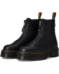 Dr. Martens Farylle Ribbon Lace Chunky Leather Boots in Black | Lyst