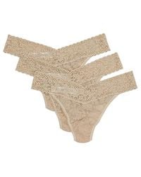 Hanky Panky - 3-Pack Original Rise Thong Underwear, Cotton/Lace/Nylon - Lyst