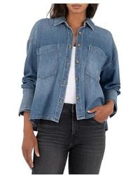 Kut From The Kloth - Gertie-Button Front Shirt Long Sleeve/Widecuff W/ Pocket Coat, Cotton/Denim/Tencel - Lyst