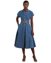 Ralph Lauren - Erlaina-Short Sleeve-Day Dress Dress, Cotton/Denim - Lyst