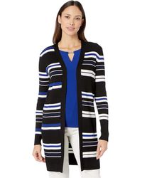 calvin klein satin stripe roll cuff long open front jacket