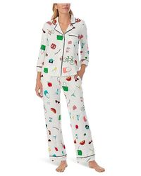 Kate Spade - 3/4 Sleeve Brushed Jersey Long Pj Set Pajama Sets, Jersey/Polyester - Lyst