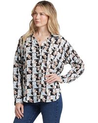 NYDJ - Long Sleeve Becky Blouse Clothing Light/Fog Xs (Us 0-2) Polyester - Lyst