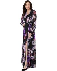 Adrianna Papell - Printed Floral Long Sleeve Shirt Dress Gown - Lyst