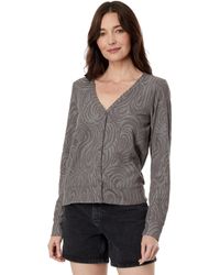 Mod-o-doc - Swirl Knit Jacquard Long Sleeve Button Front V-neck Fitted Cardigan - Lyst